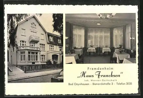 AK Bad Oeynhausen, Hotel Haus Francksen, Bismarckstrasse