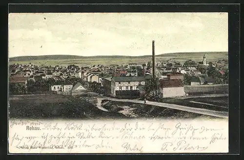 AK Rehau in Bayern, Ortsansicht aus der Ferne