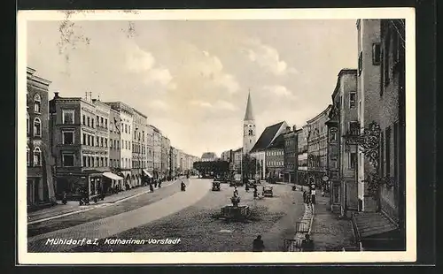 AK Mühldorf a. I., Strassenpartie in der Katharinen-Vorstadt