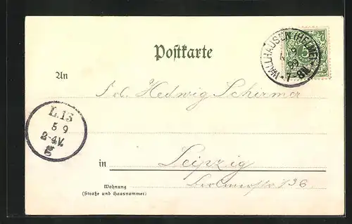 Lithographie Kyffhäuser, Ansicht und Detail Barbarossa-Denkmal