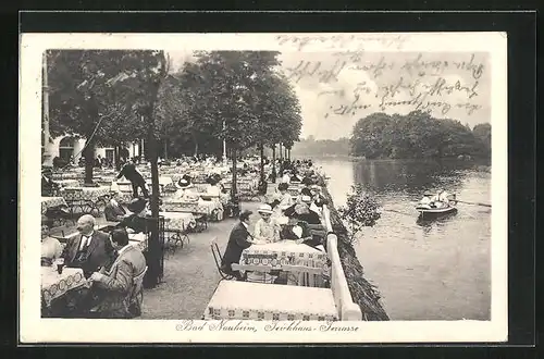 AK Bad Nauheim, Teichhaus-Terrasse mit Gästen im Sommer