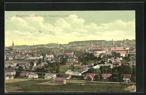 AK Neugersdorf i. Sa., Stadtansicht von der Felsenmühle gesehen