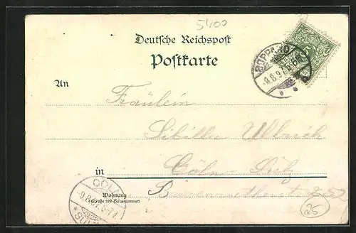 Lithographie Coblenz, Kaiserin Augusta-Denkmal, Panorama