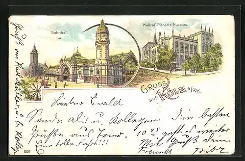 Lithographie Köln, Bahnhof, Wallraf-Richartz-Museum