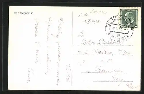 AK Blizkovice, Strassenpartie mit Gebäudeansicht, Strassenpartie mit Geschäft, Ortspartie