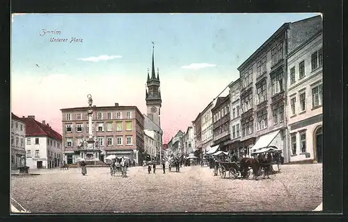 AK Znaim, Unterer Platz in der Dämmerung