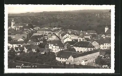 AK Mähr. Kromau, Ortsansicht aus der Vogelschau