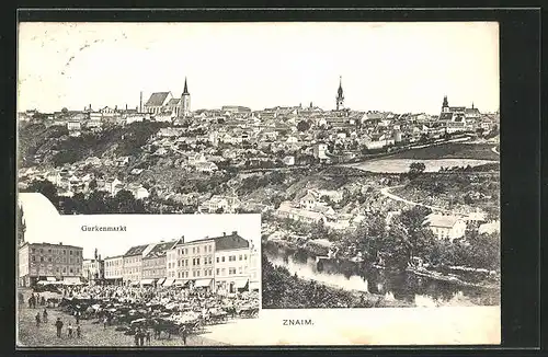 AK Znaim, Ortspartie mit Gurkemarkt