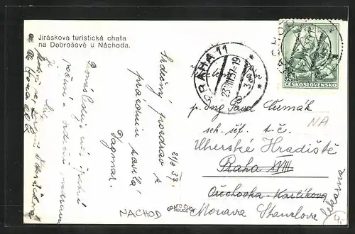 AK Nachod, Jiraskova turisticka chata na Dobrovske