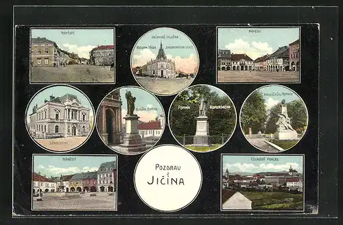 AK Jitschin / Gitschin / Jicin, Sokolovna, Namesti, Celkovy pohled