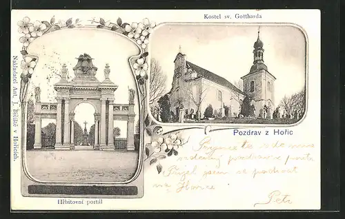 AK Horice, Kostel sv. Gottharda, Hrbitovní portál