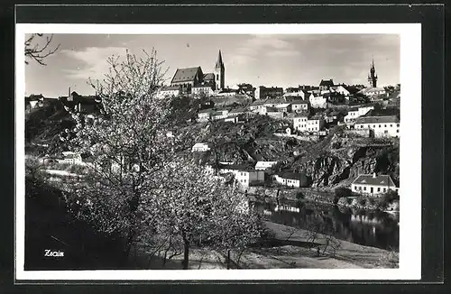 AK Znaim, Ortspartie am Fluss