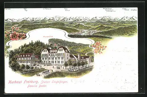 Lithographie Läufelfingen, Kurhotel Frohburg v. Familie Bader