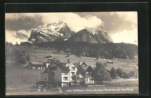 AK Wildhaus, Hotel Kurhaus Rösliwies mit Schafberg