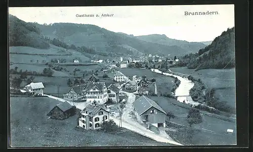 AK Brunnadern, Gasthaus z. Anker aus der Vogelschau