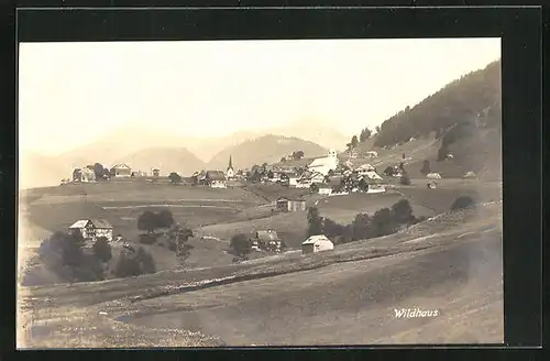 AK Wildhaus, Ansicht des Dorfes mit Kirchen