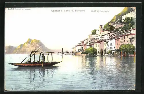 AK Lugano-Gandria, Ortspartie mit Monte S. Salvatore