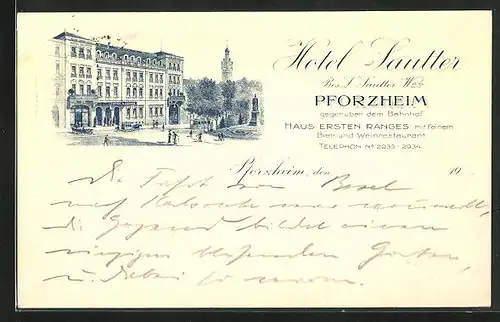 Lithographie Pforzheim, Hotel Sautter