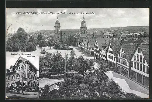 AK Freudenstadt, Gasthof u. Restaurant zum See, Marktplatz mit Gasthaus zum Ochsen