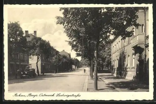 AK Rehau /Bayr. Ostmark, Ludwigstrasse mit Auto