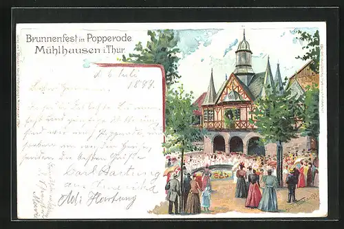 Künstler-AK Mühlhausen i. Thür., Brunnenfest in Popperode, Volksfest