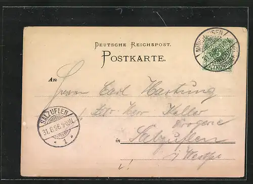 Lithographie Popperode b. Mühlhausen, Restaurant Popperode, Popperoder Quelle