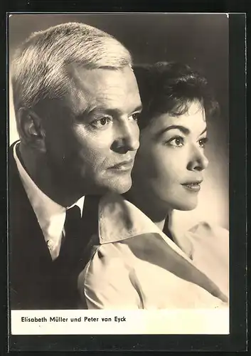 AK Schauspieler Elisabeth Müller und Peter van Eyck in dem Film Dr. Crippen lebt