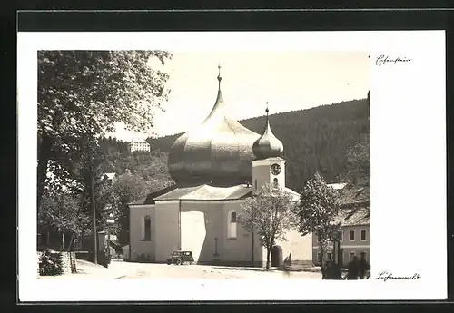 AK Eisenstein im Böhmerwald, Blick zur Kirche