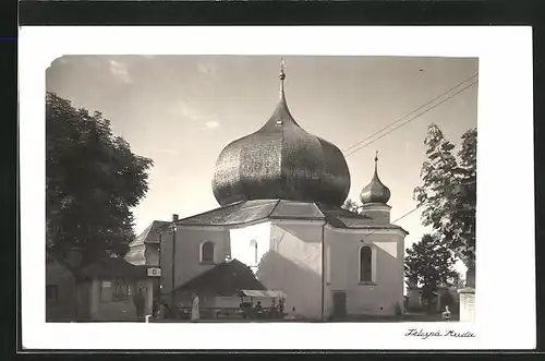 AK Zelezna Ruda na Sumave, Blick zur Kirche