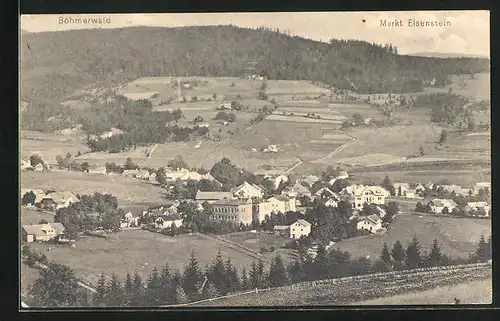 AK Markt Eisenstein im Böhmerwald, Totalansicht aus der Vogelschau