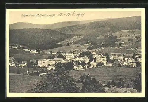 AK Eisenstein (Böhmerwald), Totalansicht aus der Vogelschau