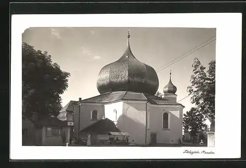 AK Zelezna Ruda na Sumave, Blick zur Kirche