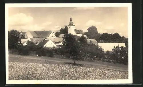 AK Mysliv, Ortsansicht mit Kirche