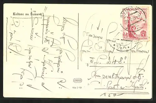 AK Kolinec na Sumave, Totalansicht von einer Anhöhe aus