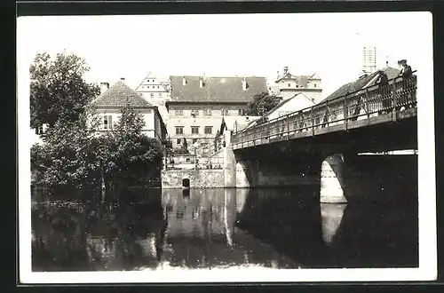 AK Horsovsky Tyn, Teilansicht mit Brücke