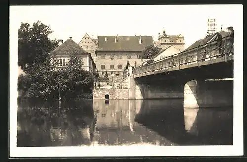 AK Horsovsky Tyn, Teilansicht mit Brücke