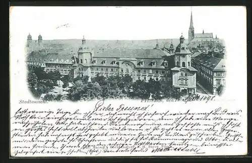 AK Pilsen, Stadtansicht aus der Vogelschau