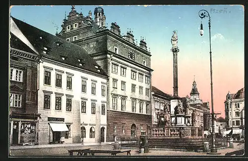 AK Pilsen Rathaus mit Kaiserlichem Haus