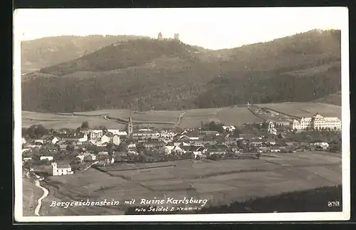 AK Bergreichenstein, Gesamtansicht mit Ruine Karlsburg