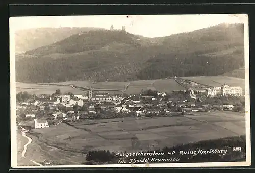 AK Bergreichenstein, Totalansicht mit Ruine Karlsburg