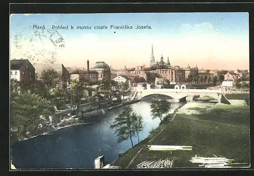 AK Plzen, Pohled k mostu cisare Frantiska Josefa
