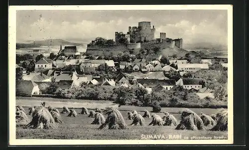 AK Rabi (Sumave), Ortsansicht mit Burg