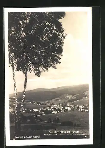 AK Zelezna Ruda na Sumave, Ortsansicht aus der Ferne