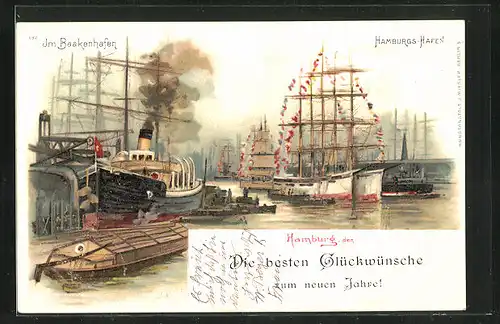 Künstler-AK Hamburg, im Baakenhafen