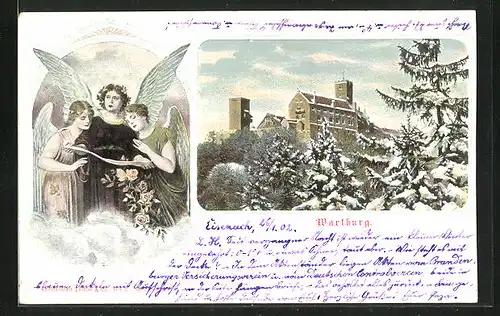 AK Wartburg im Winterglanz, Engel