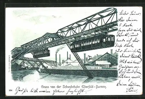 Mondschein-Lithographie Schwebebahn Elberfeld-Barmen