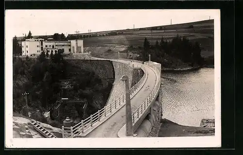 AK Pastviny, Teilansicht mit Brücke