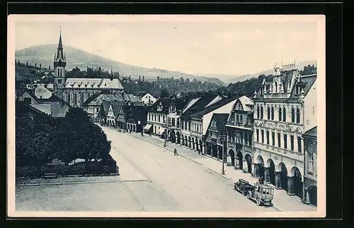 AK Hohenelbe / Vrchlabi, Hauptstrasse mit Blick nach dem Gebirge