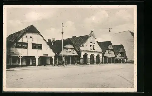 AK Hohenelbe / Vrchlabi, alte Haubenhäuser