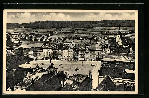 AK Braunau i. B., Ringplatz aus der Vogelschau